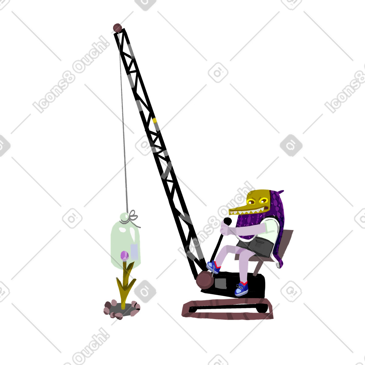 Page under construction illustration featuring crane clipart in PNG, SVG, GIF