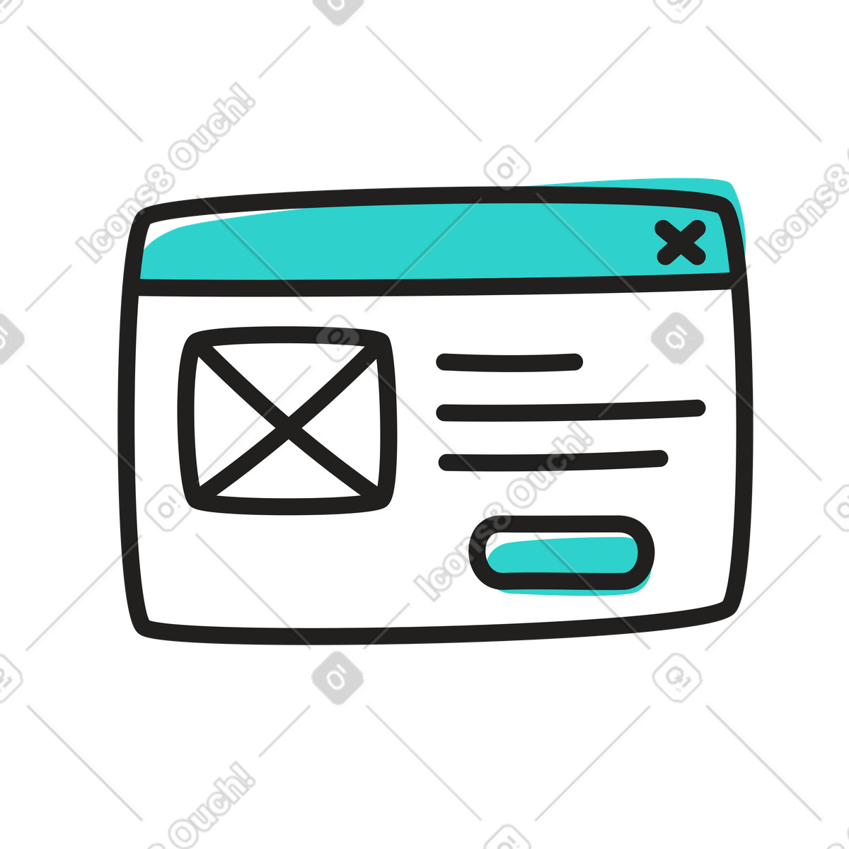 Illustration Mise en page filaire pour la conception de pages web dans le style Little à télécharger aux formats PNG, SVG