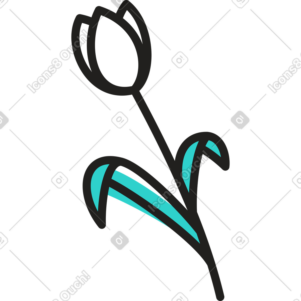 Little 스타일의 튤립 일러스트레이션 PNG, SVG 다운로드