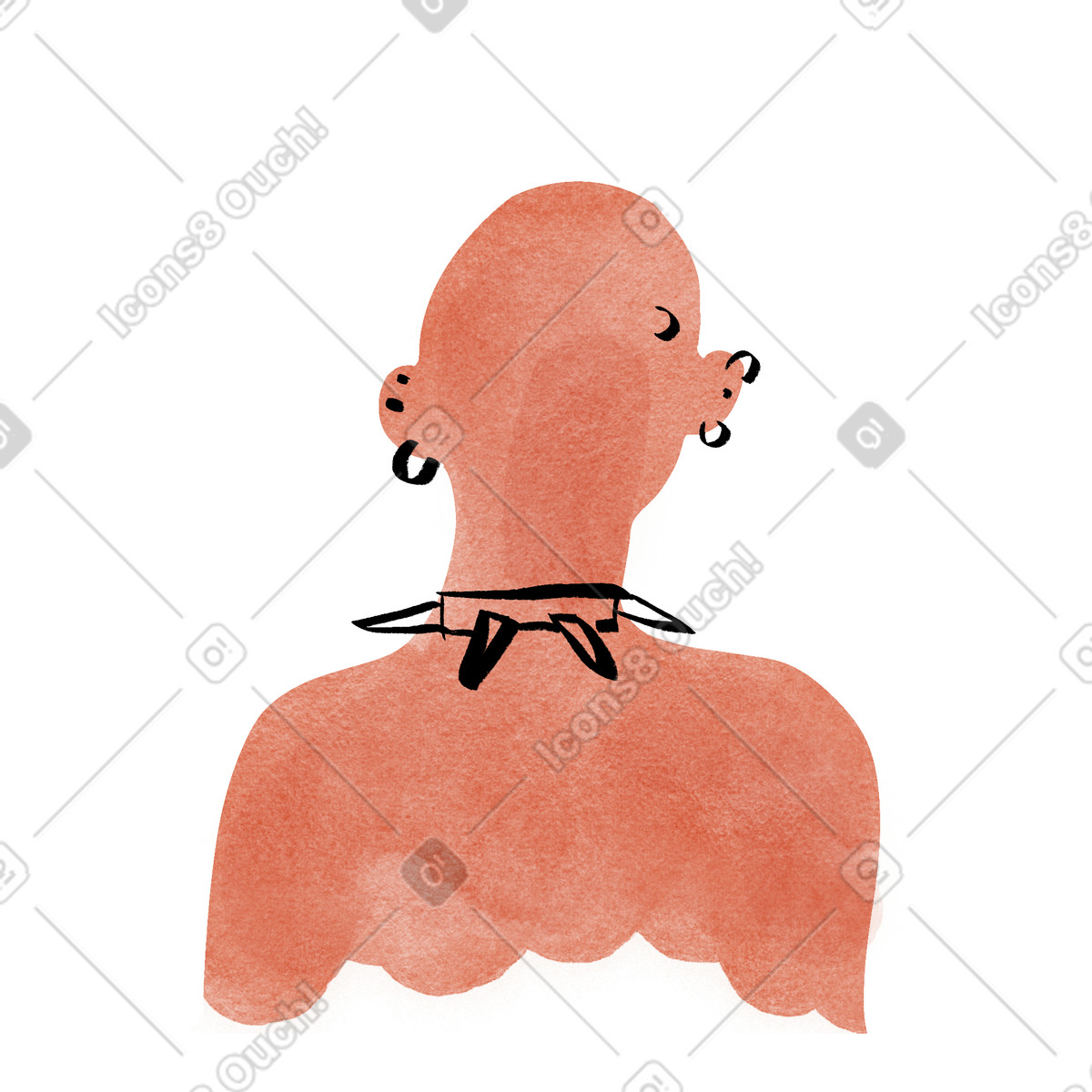 Punk with piercings and spiked collar, Faceless person or user placeholder illustration in Hand-drawn animation style download in PNG, SVG