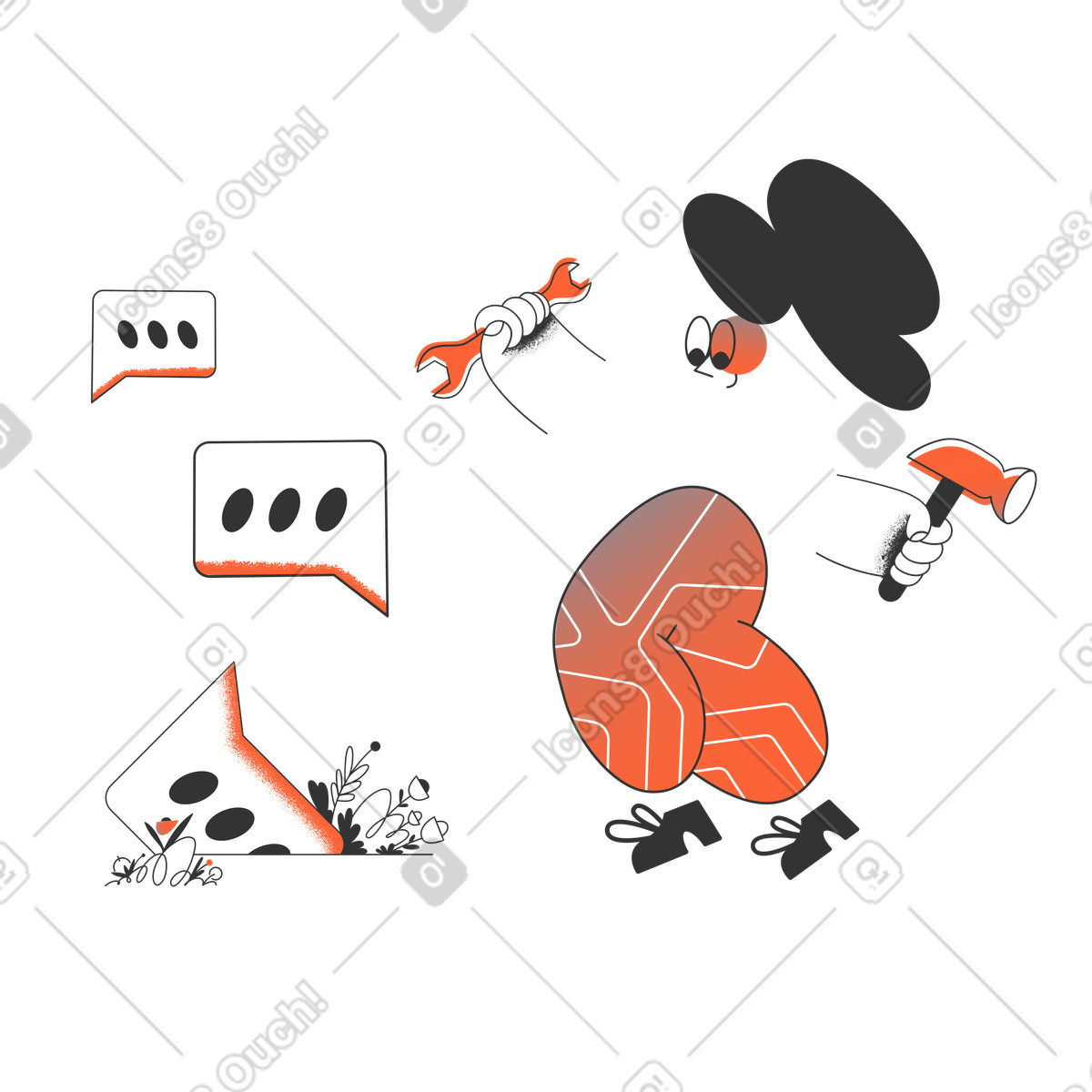 Online support service illustration in PNG, SVG