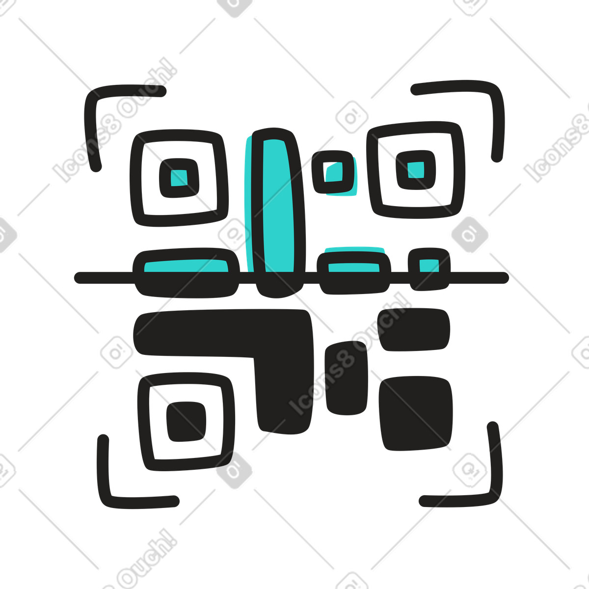 Scanning QR code illustration in PNG, SVG