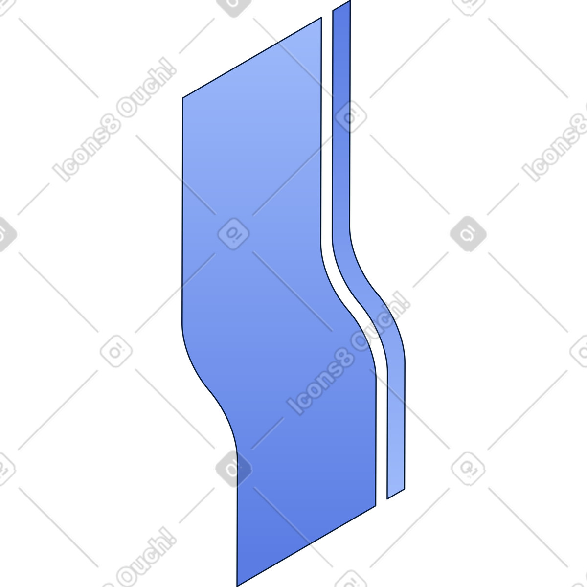 Illustration Rectangles courbes isométriques verticaux dans le style Neat à télécharger aux formats PNG, SVG