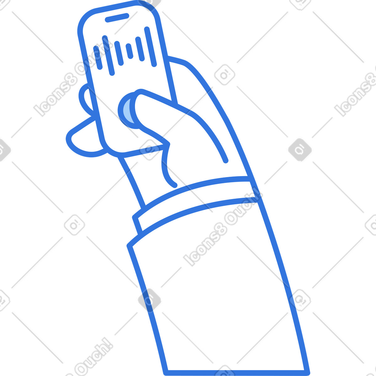 Hand holding smartphone for recording audio illustration in PNG, SVG