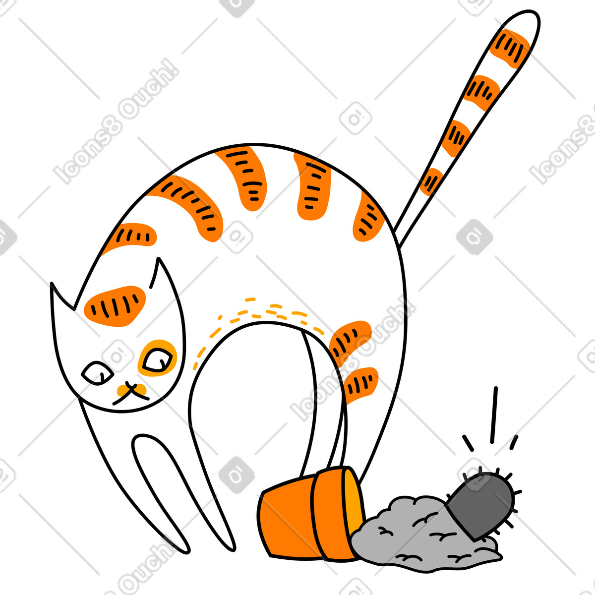 下载 Purr 风格的 猫打翻了盆栽植物 插画，支持 PNG、SVG 格式