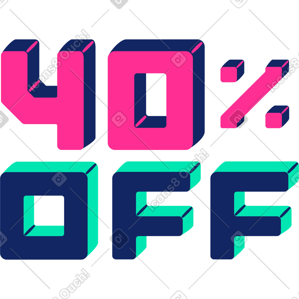 Quaranta per cento di sconto illustrazione in stile Cyborg scarica in PNG, SVG