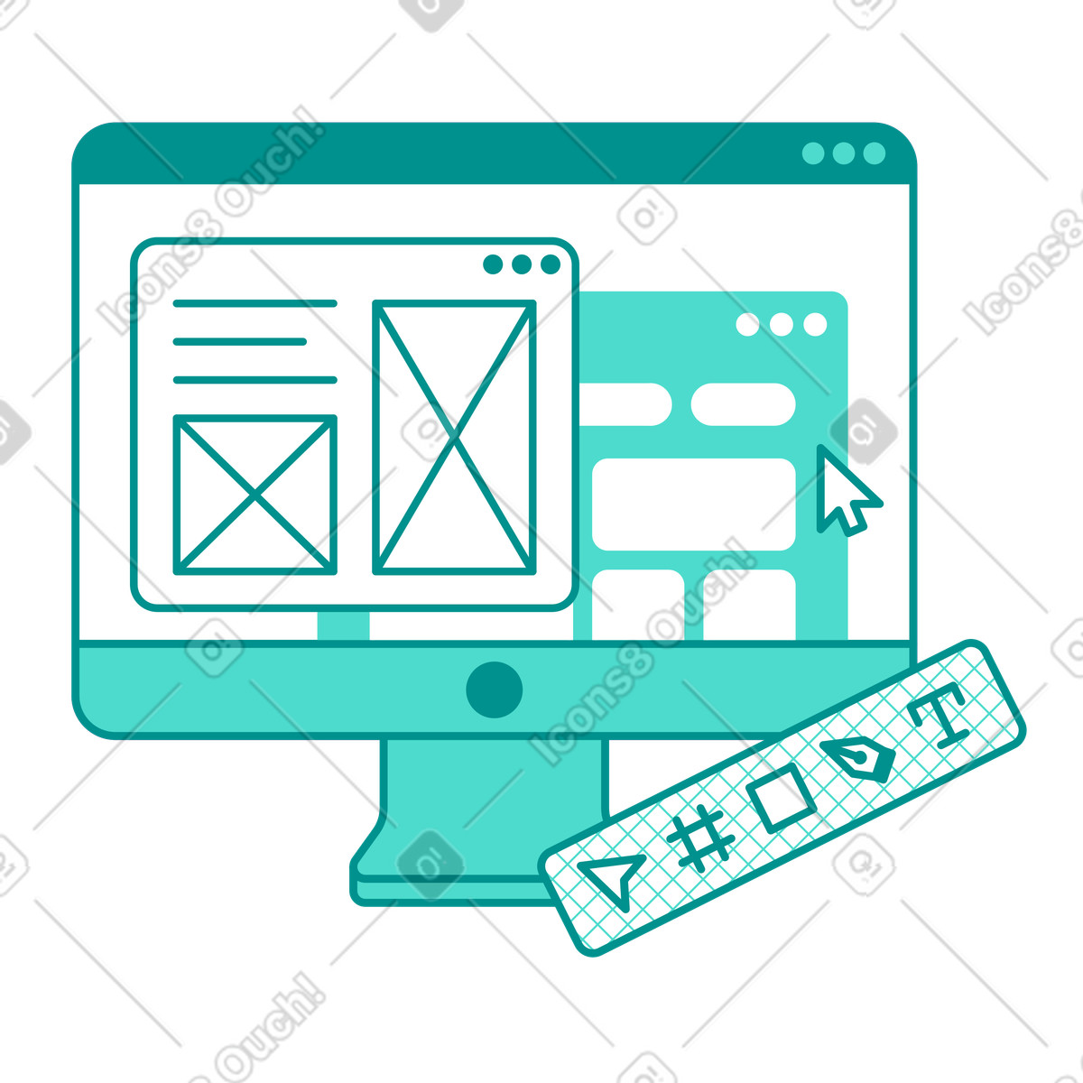Wireframe layout for web design illustration in PNG, SVG