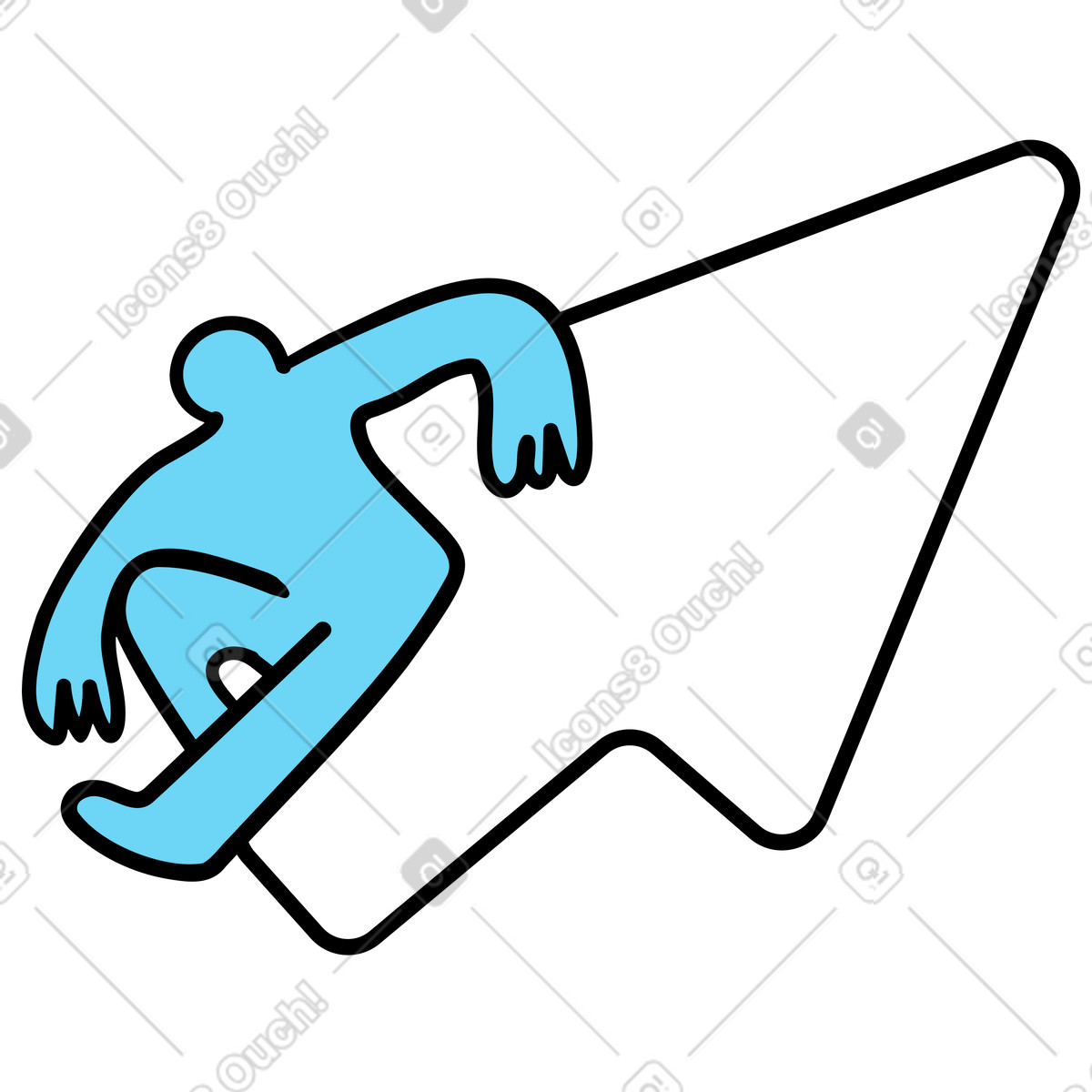 Digital navigation with user sitting on mouse cursor illustration in Wiggle style download in PNG, SVG