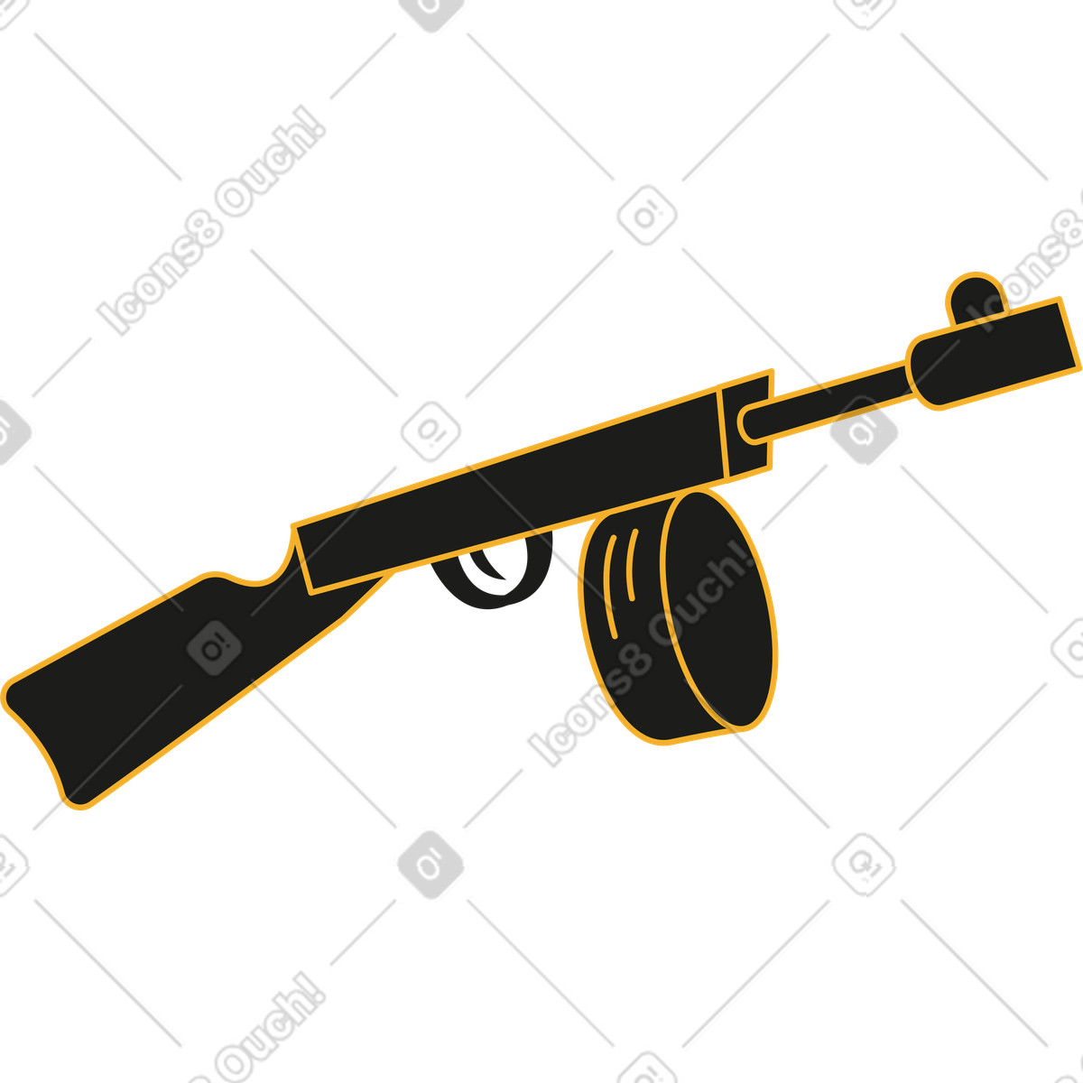 Ilustración Ametralladora en estilo Rubber a descargar en PNG y SVG