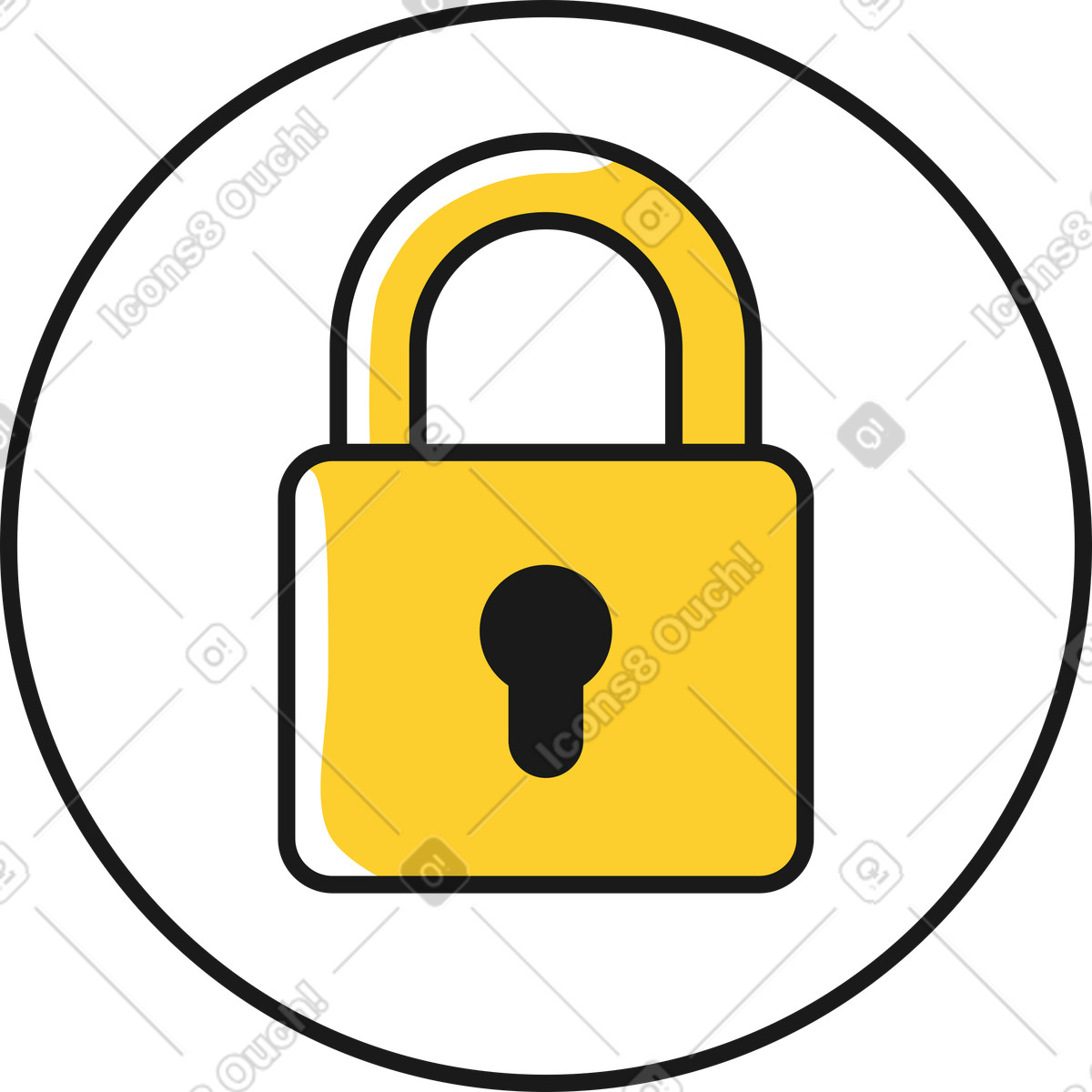 Lock icon illustration in Taxi style download in PNG, SVG