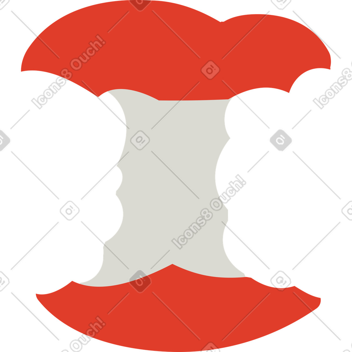 Apple core illustration in Burgundy style download in PNG, SVG