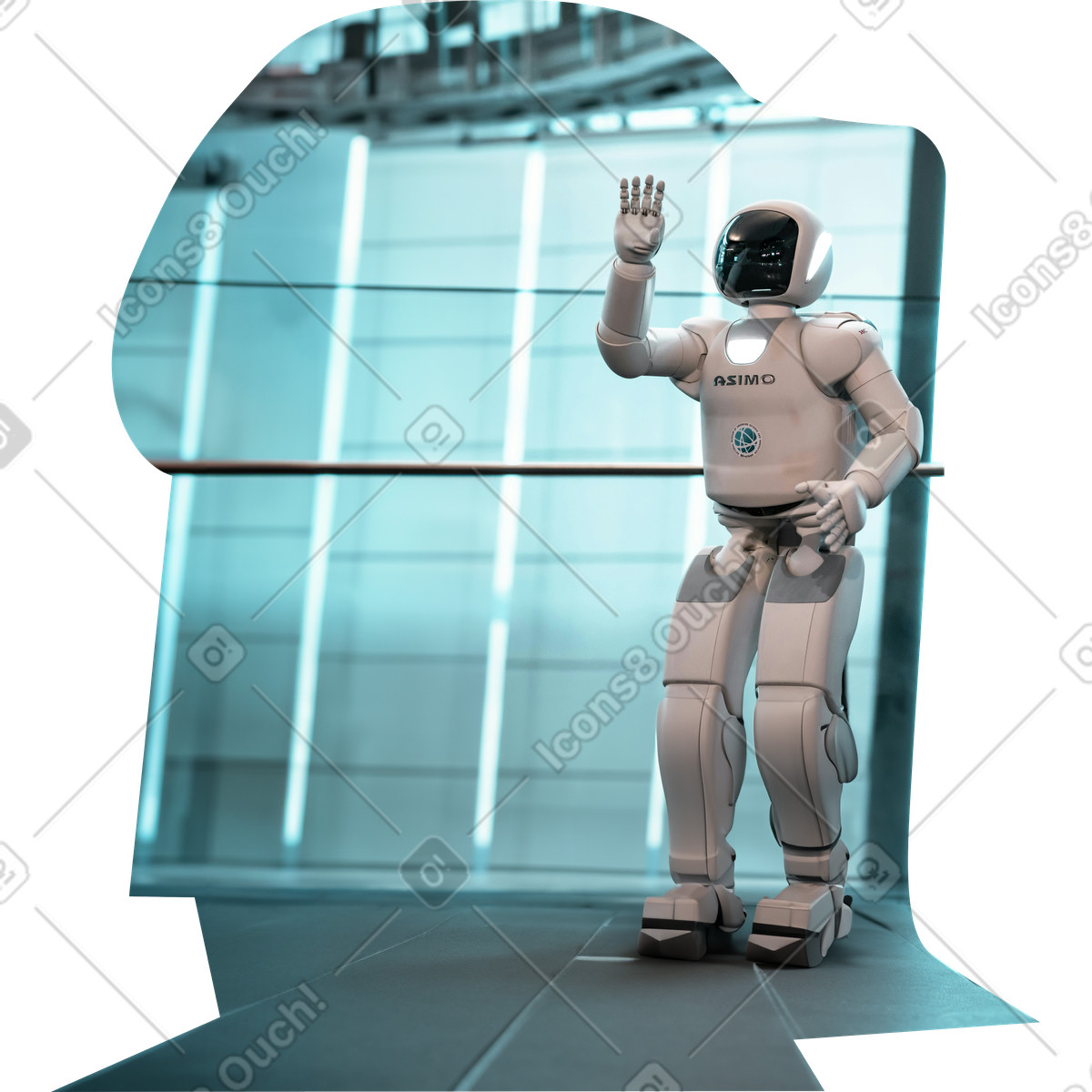 Ilustración Fondo con vidrio y robot en estilo Everyday a descargar en PNG SVG