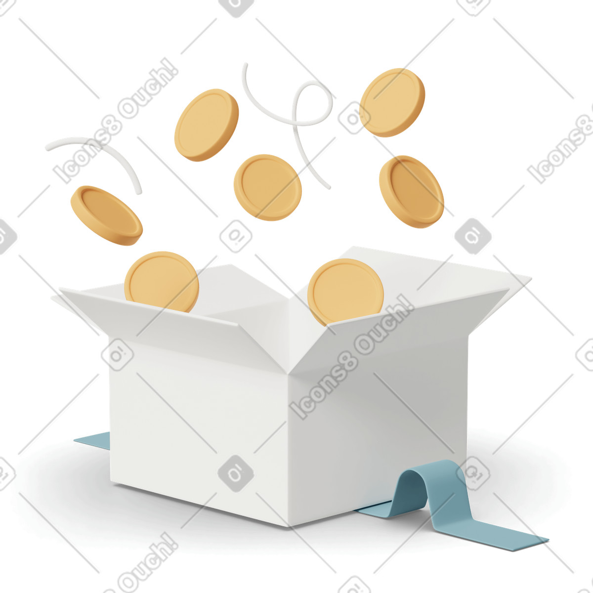 Ilustração de Box with coins em no estilo 3D Casual life para baixar em PNG, SVG