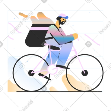 Delivery man riding a bike PNG, SVG