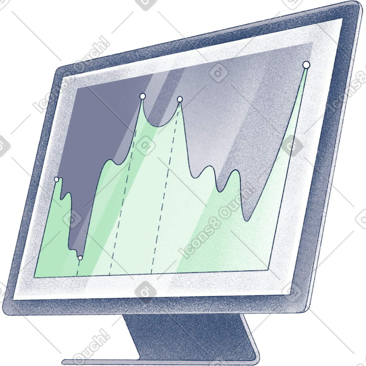 Haze 스타일의 Monitor with graph 일러스트레이션 PNG, SVG 다운로드