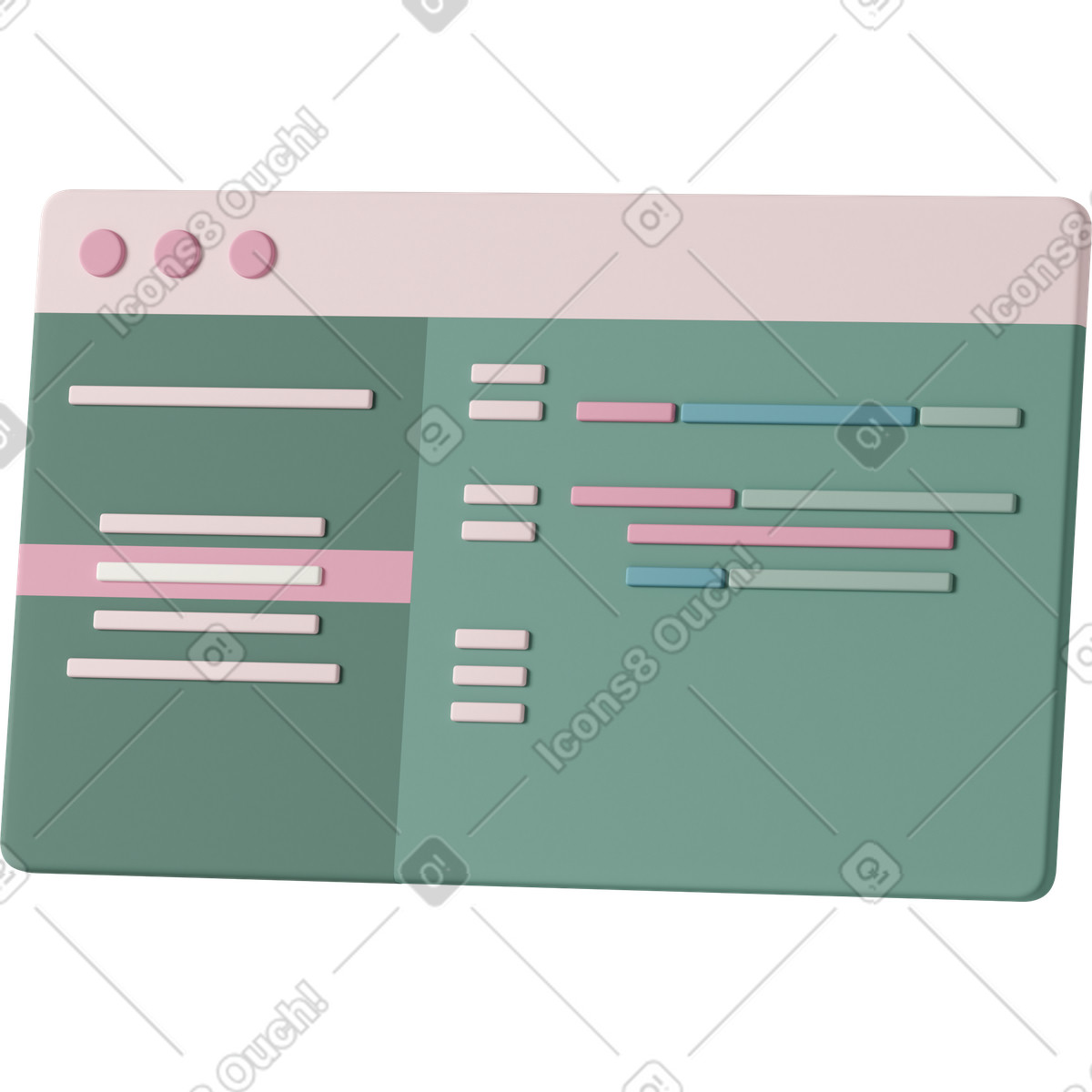 Browser window with programming code illustration in PNG, SVG