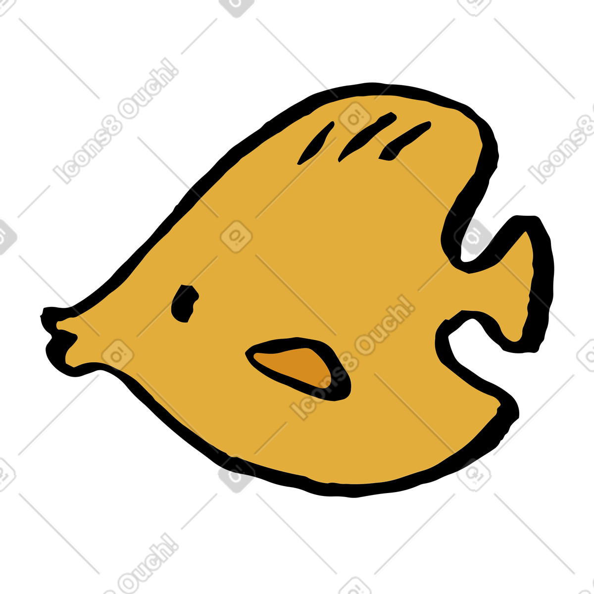 Scandi スタイルの 熱帯の黄色い魚 のイラストをPNG、SVG形式でダウンロード