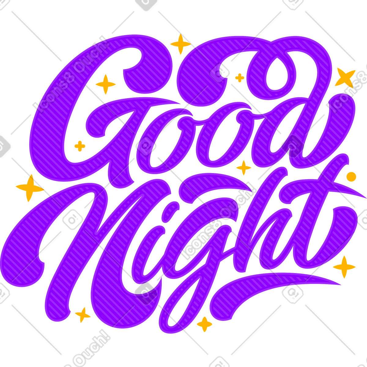 Illustration Lettrage bonne nuit avec texte étoiles dans le style Lettering à télécharger aux formats PNG, SVG