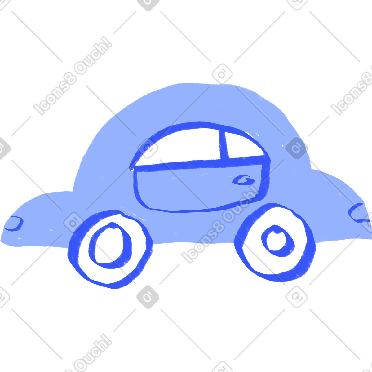 Ilustración Blue car en estilo Quirky a descargar en PNG y SVG