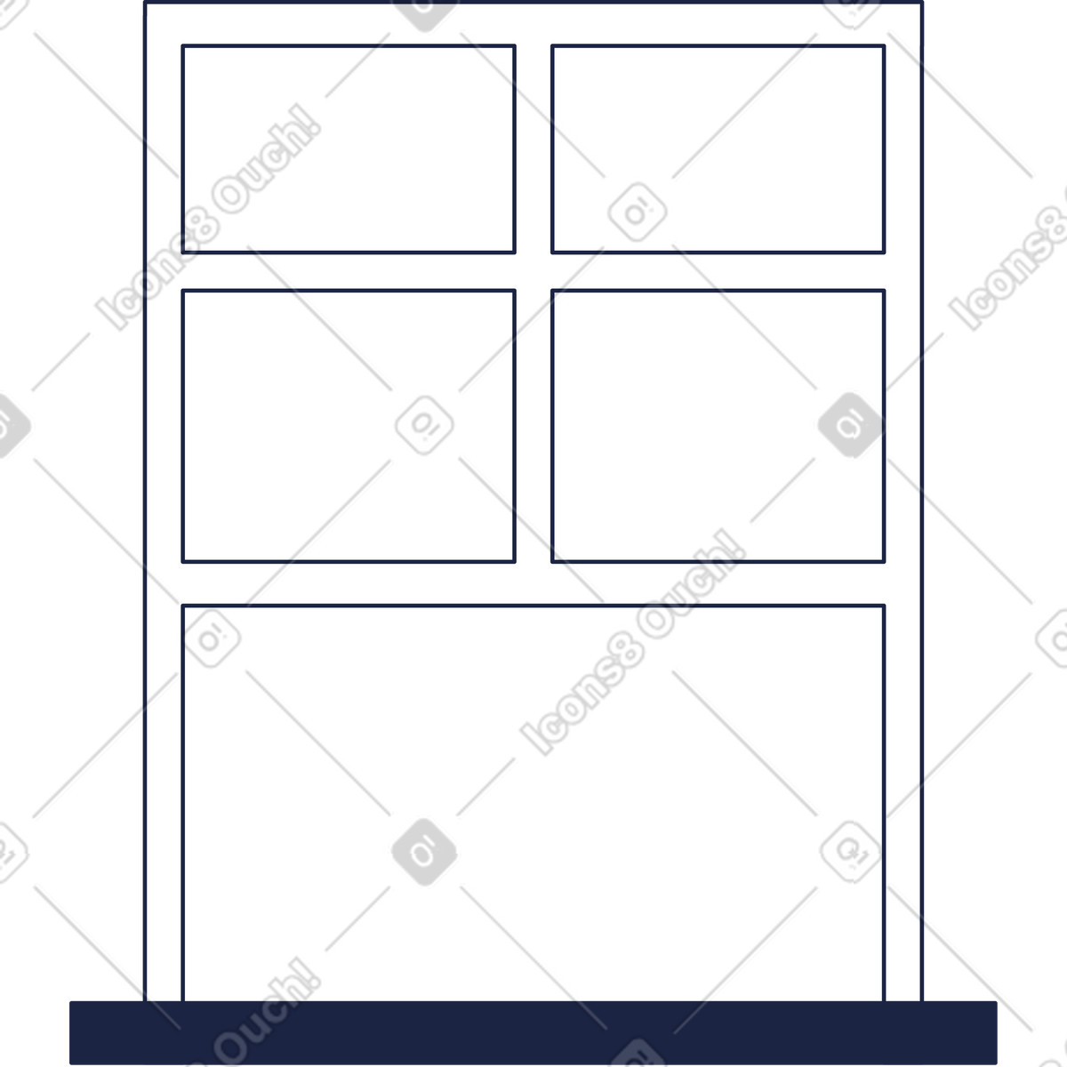 Window line illustration with exterior ledge clipart graphic in PNG SVG