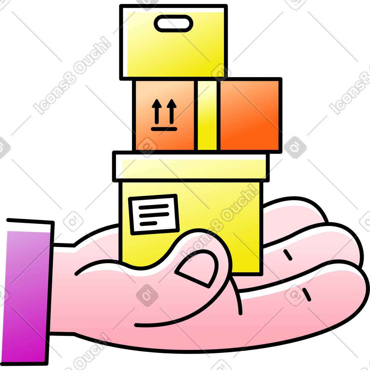 Ilustração de Mão com caixas em no estilo Pocus para baixar em PNG, SVG