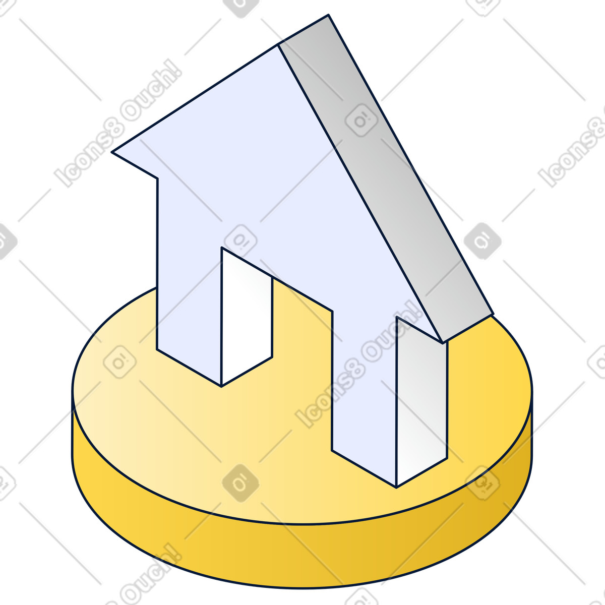 Simple house shape on platform, homepage and interface element illustration in Neat style download in PNG, SVG