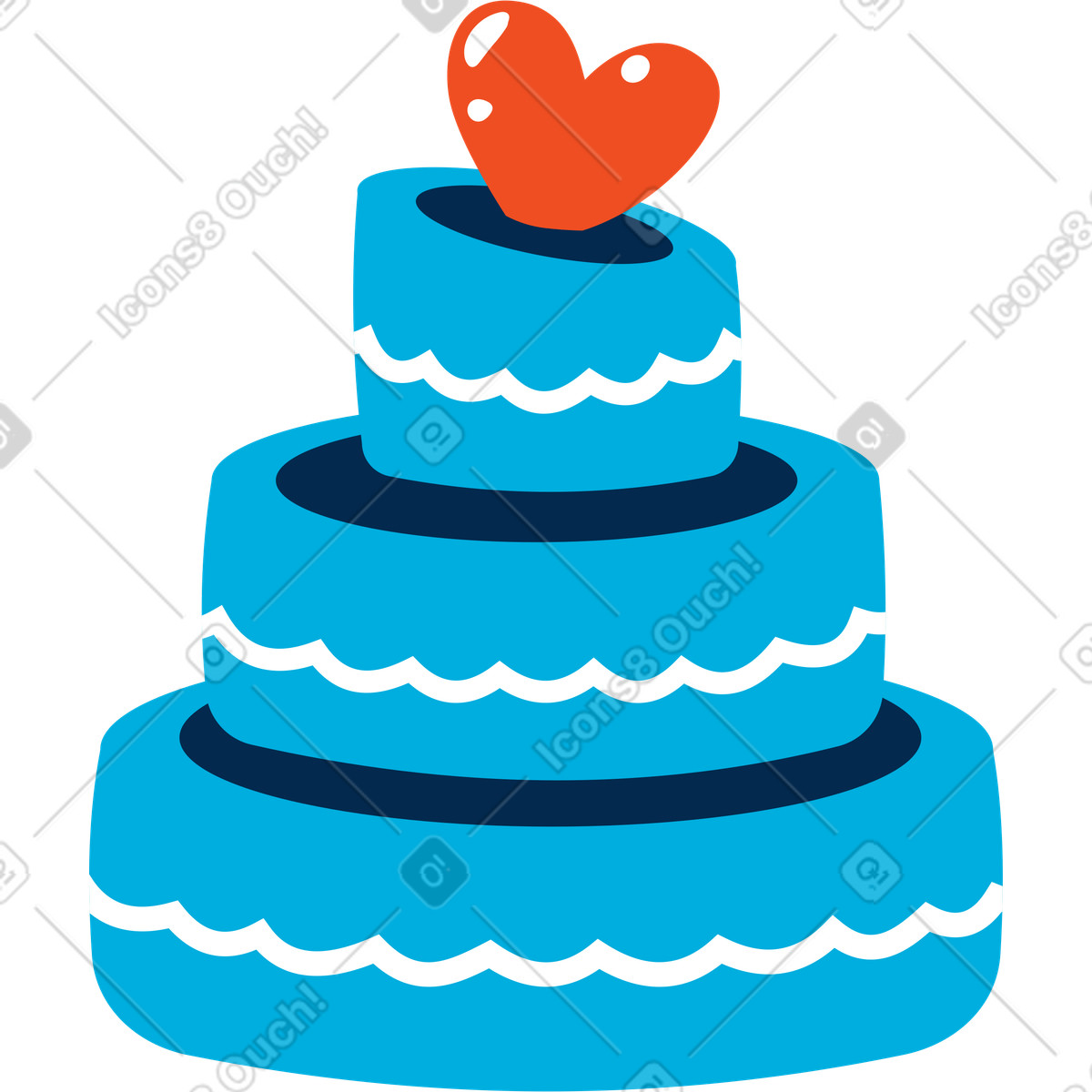 Torta con il cuore illustrazione in stile Flame scarica in PNG, SVG