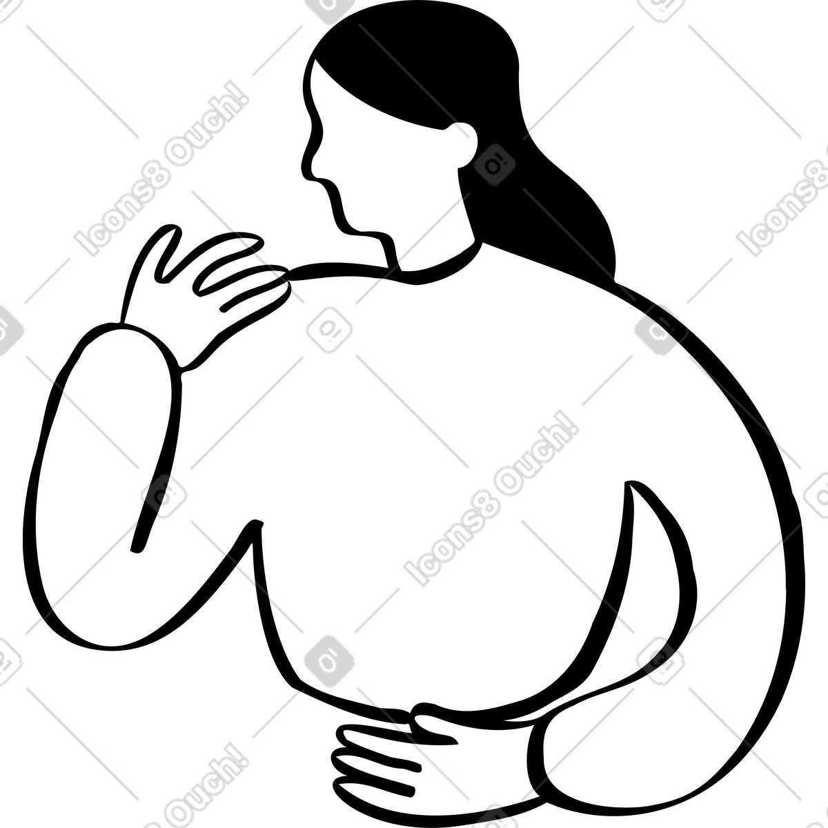 Illustration Torse d'une femme aux cheveux longs dans le style Journal à télécharger formats PNG, SVG