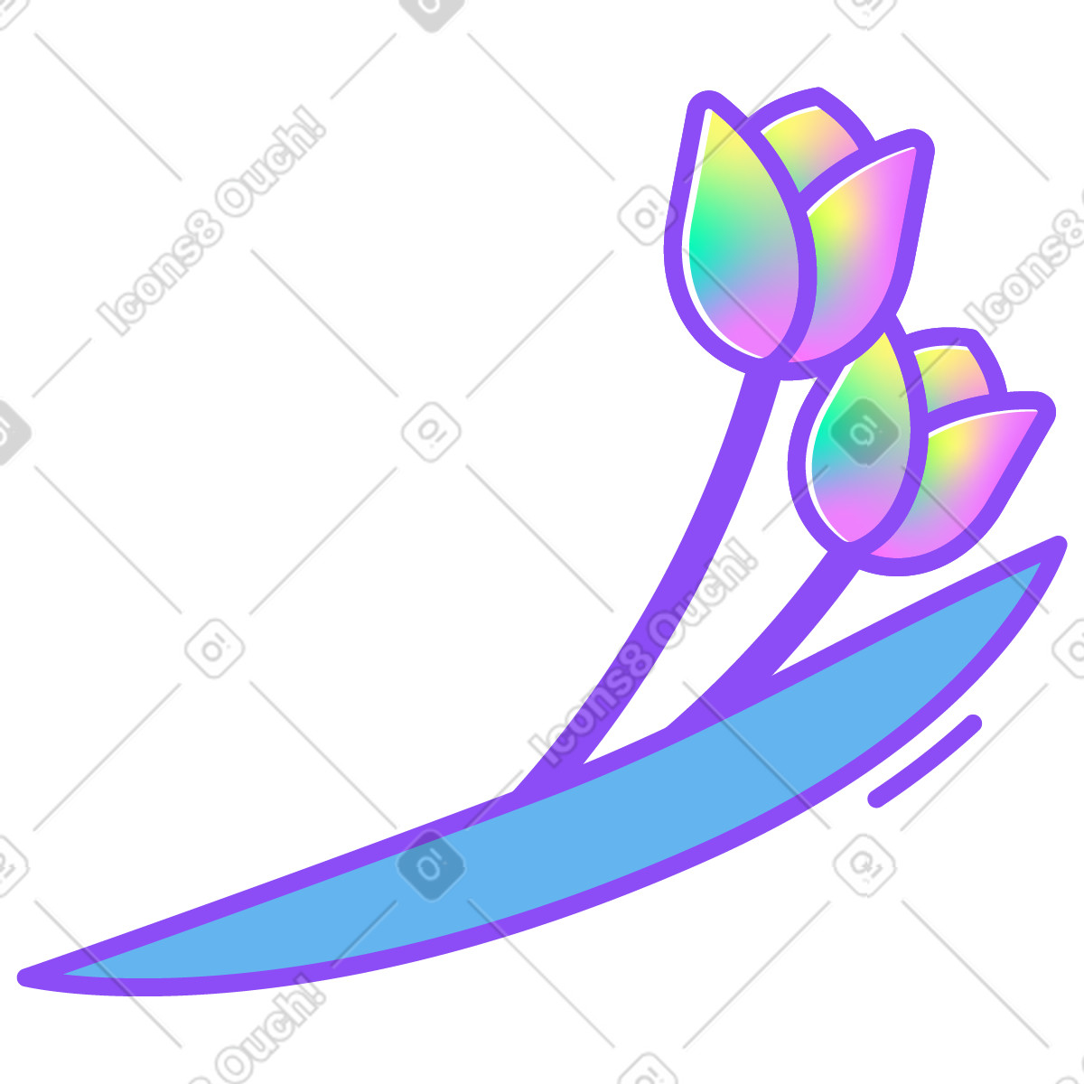 Ilustración Tulipanes en estilo Holographic a descargar en PNG y SVG