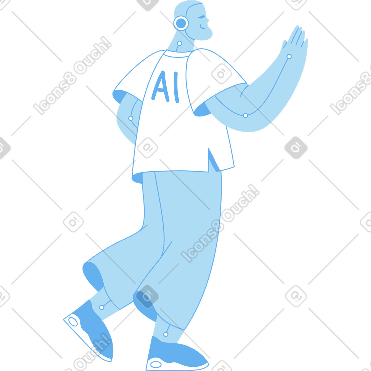 Robot with artificial intelligence illustration in Sammy style download in PNG, SVG