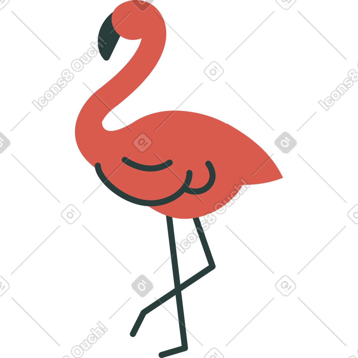 Ilustração de Flamingo em no estilo Macaroni para baixar em PNG, SVG