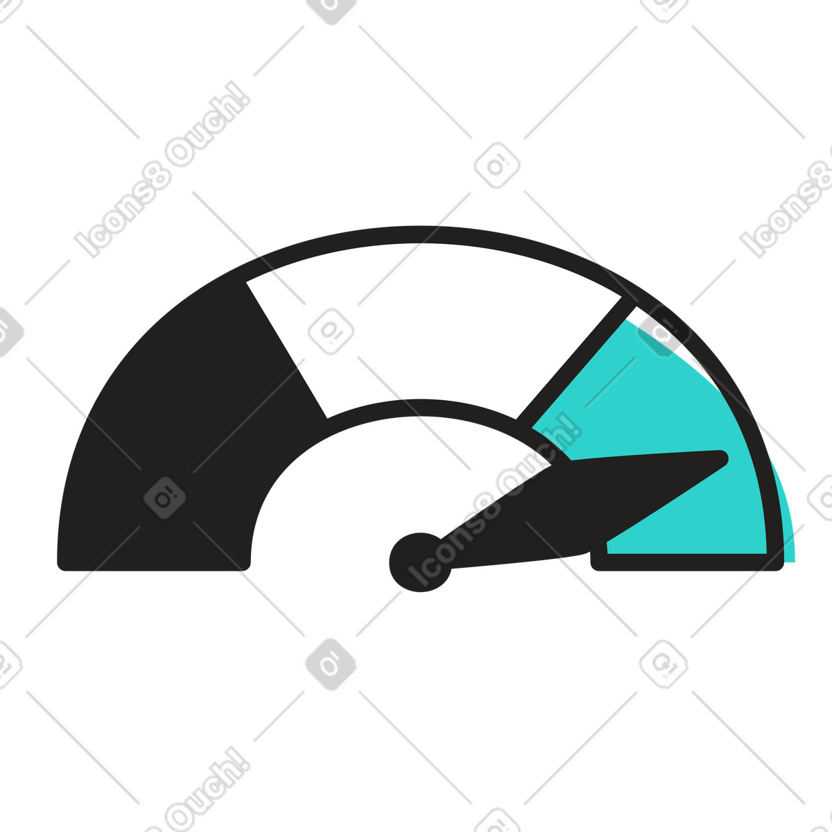 High performance on speedometer illustration in PNG, SVG