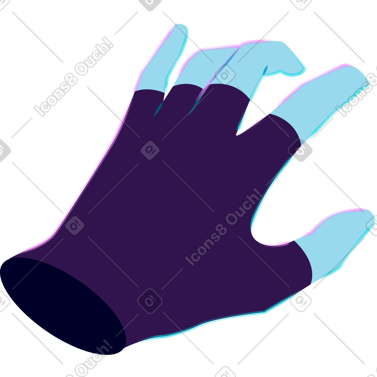 Hand in fingerless glove illustration Neon style download PNG, SVG