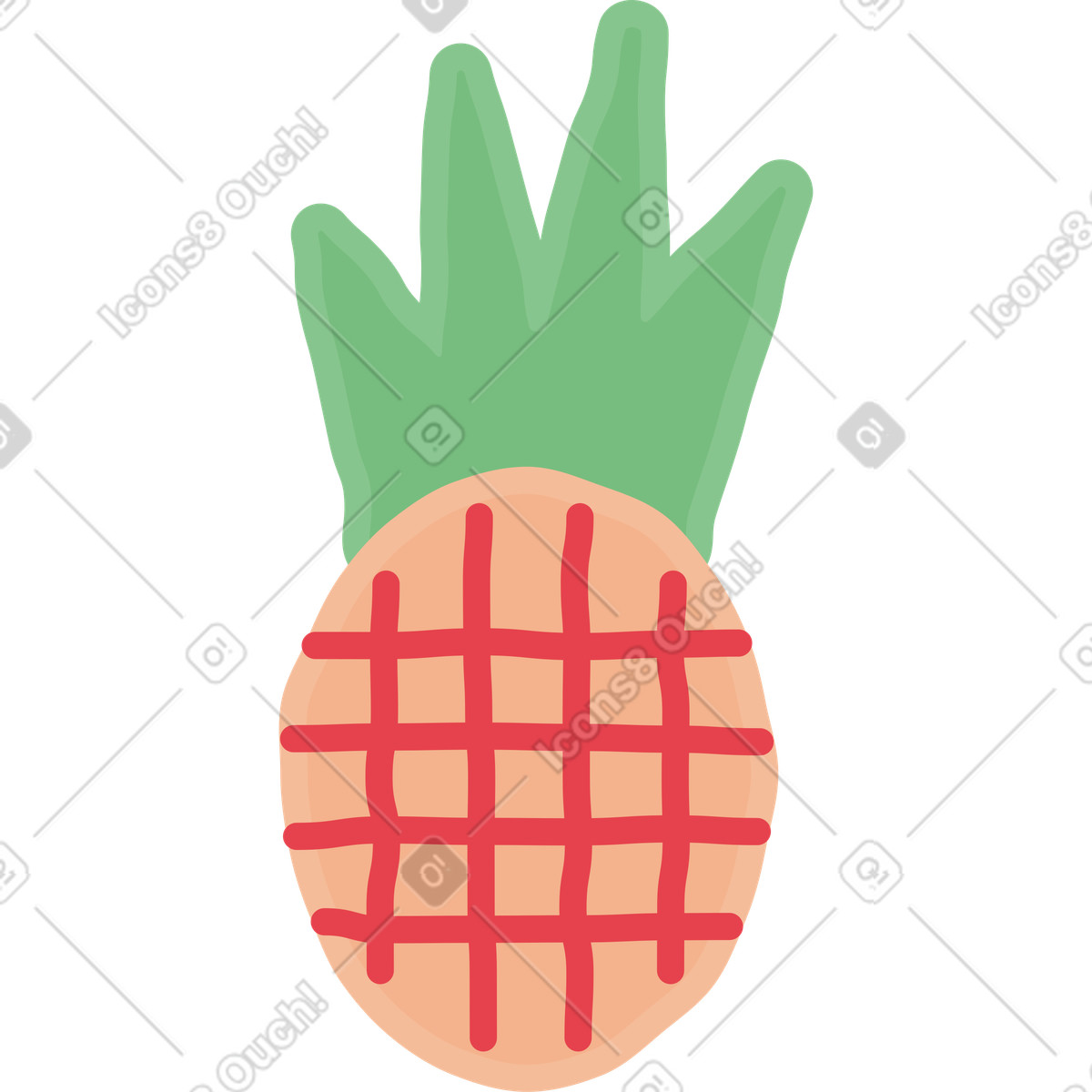 Ananas illustrazione in stile Stripy scarica in PNG, SVG