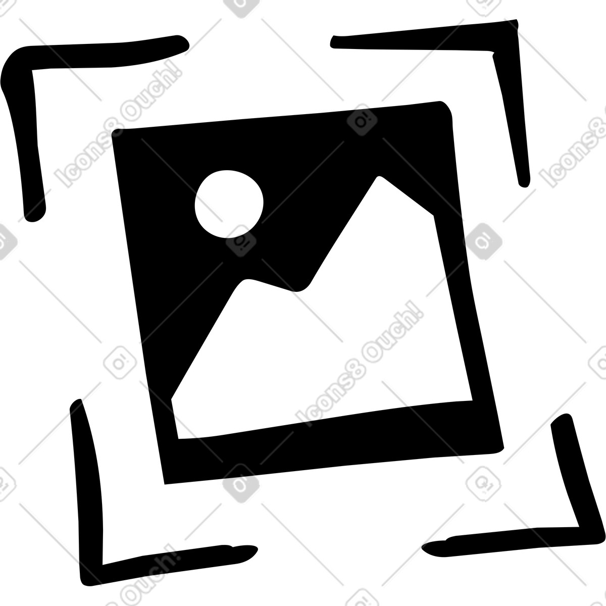 Line スタイルの Photo frame mockup showing blank placeholder area for design preview のイラストをPNG、SVG形式でダウンロード