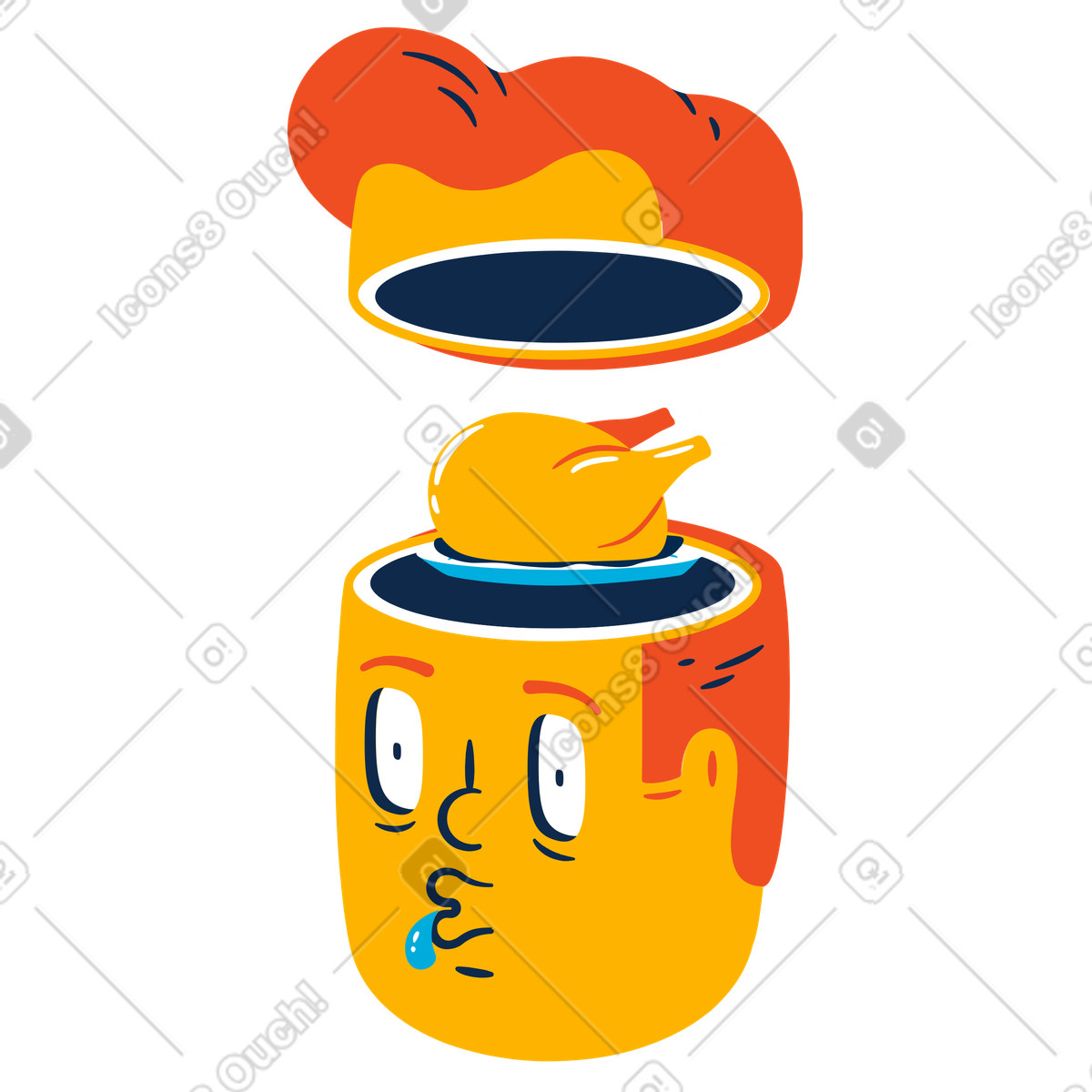 Ilustración Hombre salivando mientras piensa en pollo asado estilo Flame a descargar PNG y SVG