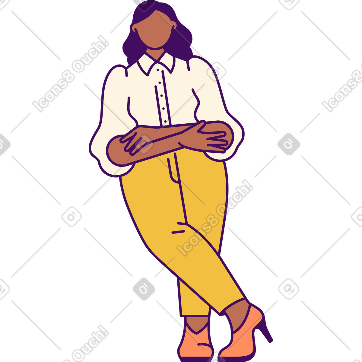 Woman crossing her arms over her chest illustration in Simplistic style download in PNG, SVG