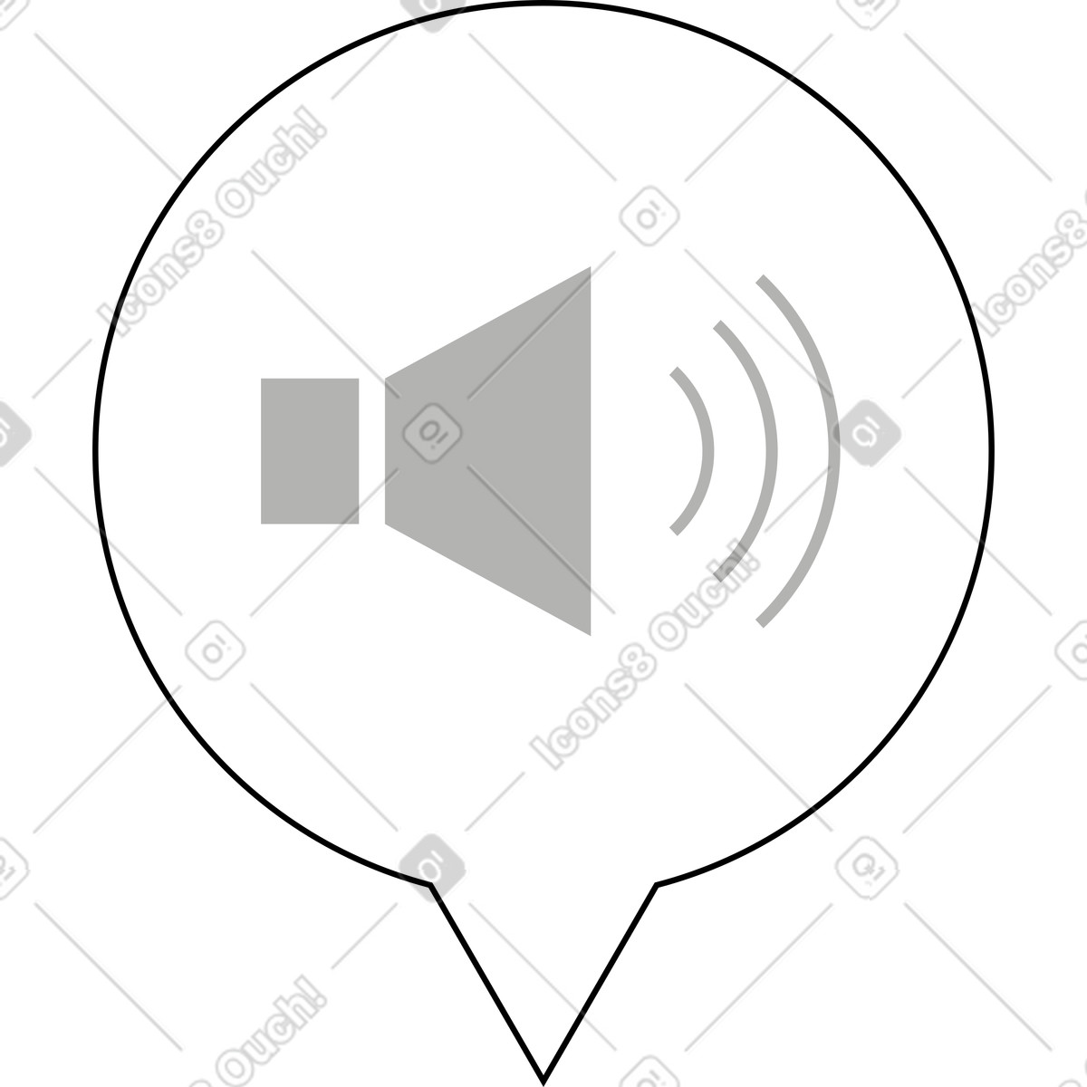 Speech bubble with sound speaker illustration in Tiny style download in PNG, SVG