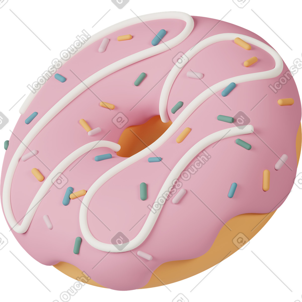 Ilustração de Donut with pink glaze em no estilo 3D Casual life para baixar em PNG, SVG