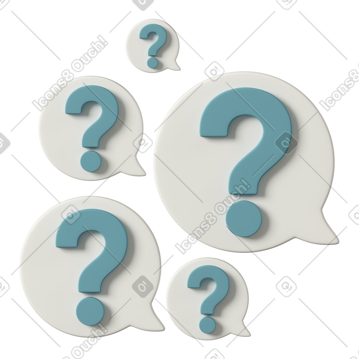 Иллюстрация Speech bubbles with question marks в стиле 3D Casual life — скачать в форматах PNG, SVG
