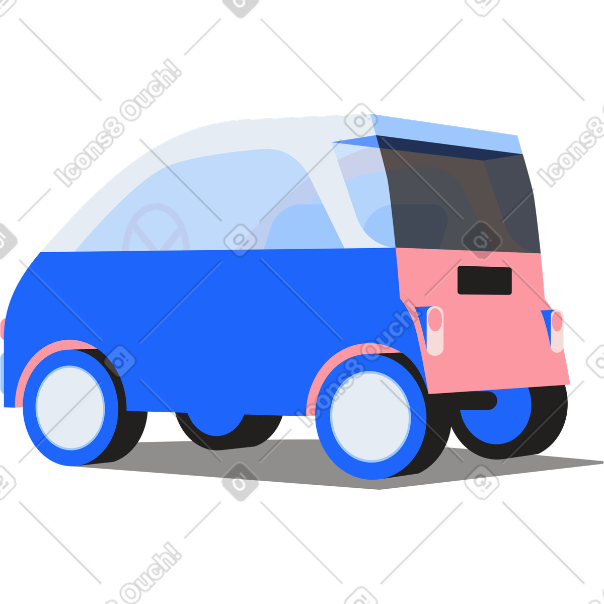 Rückansicht des elektroautos-Illustration im Editorial-Stil als Download in PNG, SVG