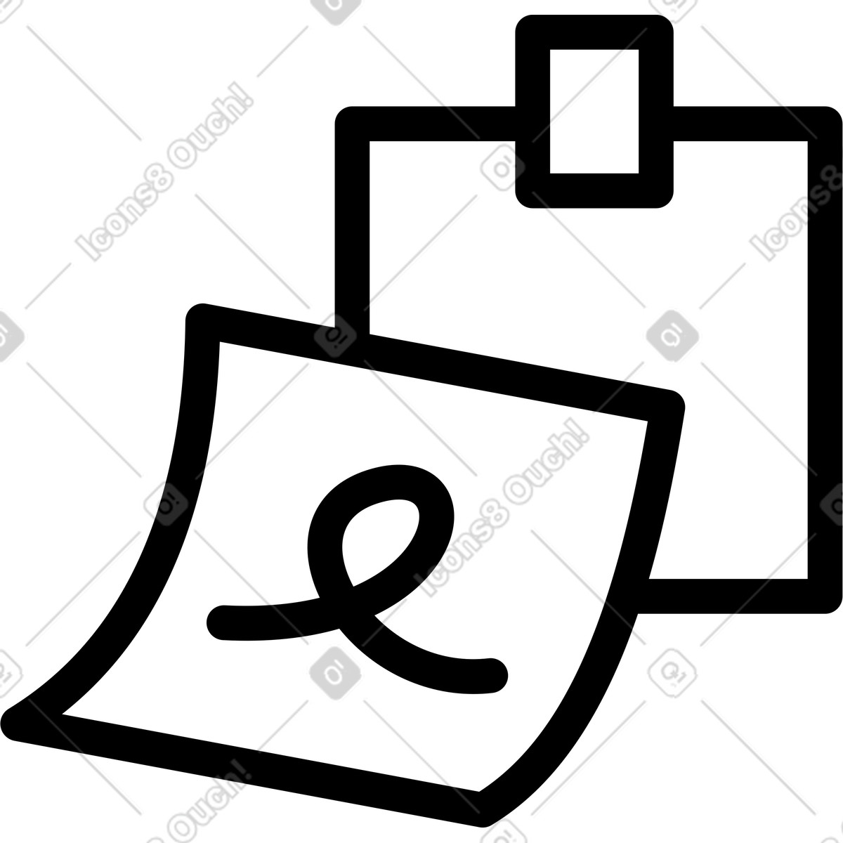 Note paper with pushpin and handwritten letter q symbol illustrazione in stile Notes scarica in PNG, SVG