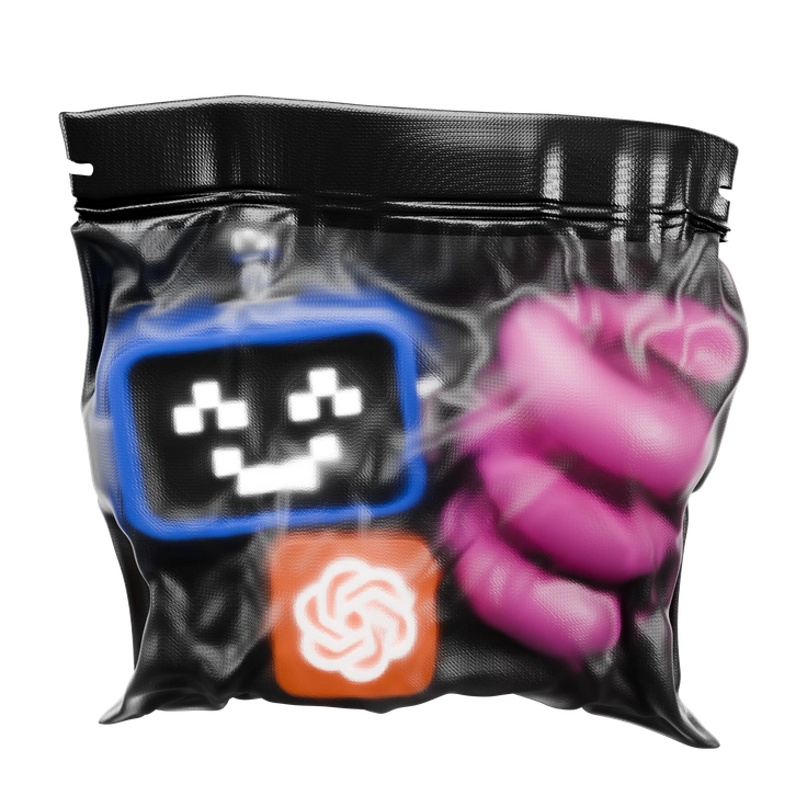 A bag containing colorful digital icons - 3D Wrap style illustration
