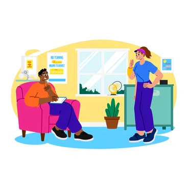 A sports psychologist talking to a tennis player in a comfortable office