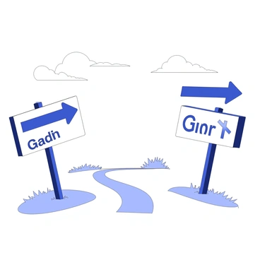 A collection of road signs positioned at a fork in a path. Each sign points in a different direction, featuring distinct arrows. One sign prominently displays the label "Gap Analysis". The signs are mounted on wooden posts and are surrounded by a grassy area. The sky above is clear, and there are a few clouds in the distance. The setting gives a sense of decision-making and direction.