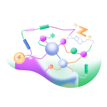 A modern pastel illustration showing a series of atoms interconnected by lines, resembling an electronic circuit. Each atom is represented as a sphere with varying colors, indicating different elements. The connections between the atoms are depicted with bright lines, emphasizing their conductive nature. Small icons of electrical symbols, such as a lightning bolt and a resistor, are scattered throughout the circuit. The background features a light gradient that enhances the overall composition without detracting from the main elements.