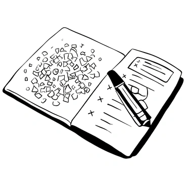 A pile of pencil shavings scattered on a pristine exam paper. Next to the pile, there is a neatly drawn illustration featuring geometric shapes and intricate patterns. The illustration is detailed and occupies a significant portion of the paper, demonstrating careful craftsmanship. The paper has a border with faint grid lines visible.