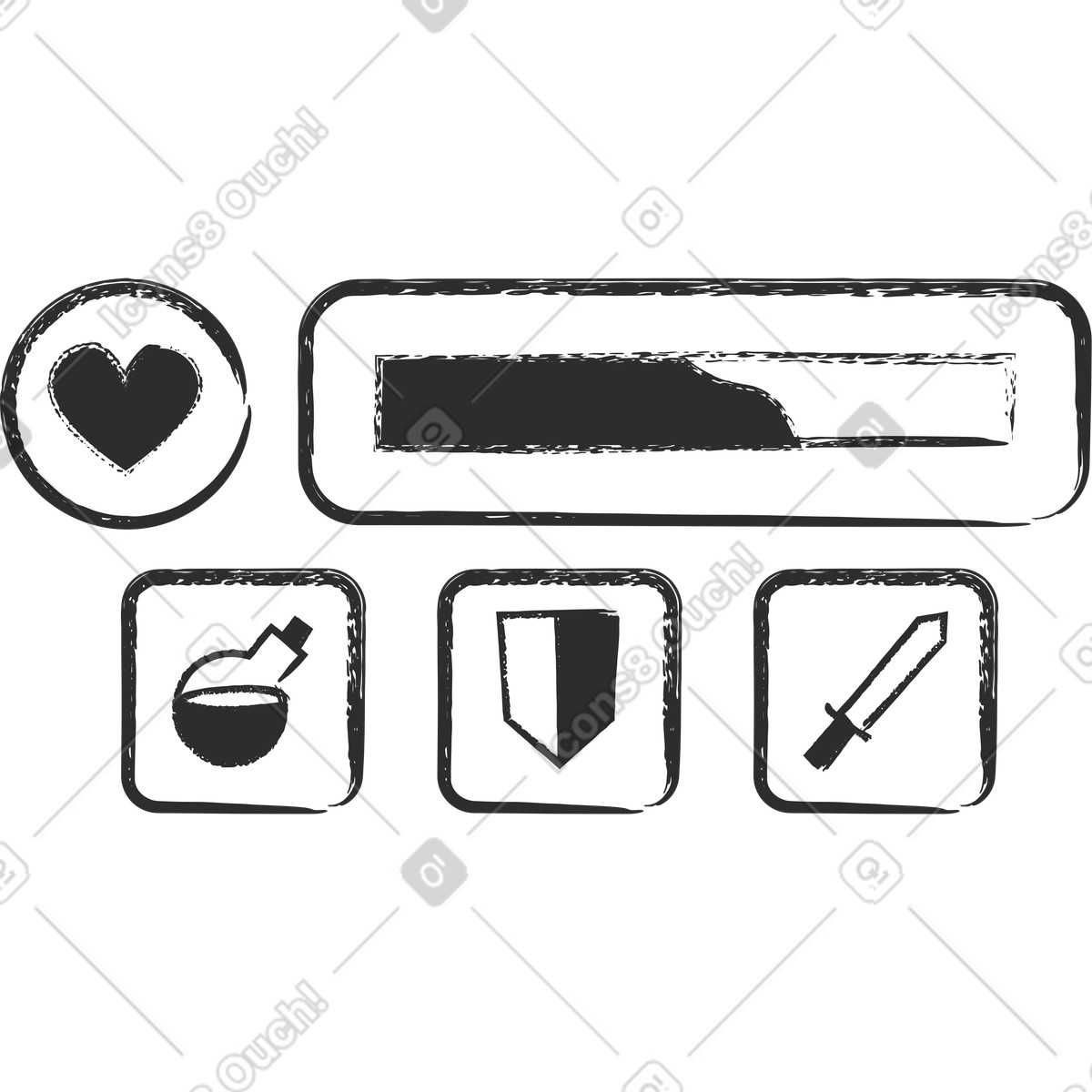 Game interface illustration in Graphite style download in PNG, SVG