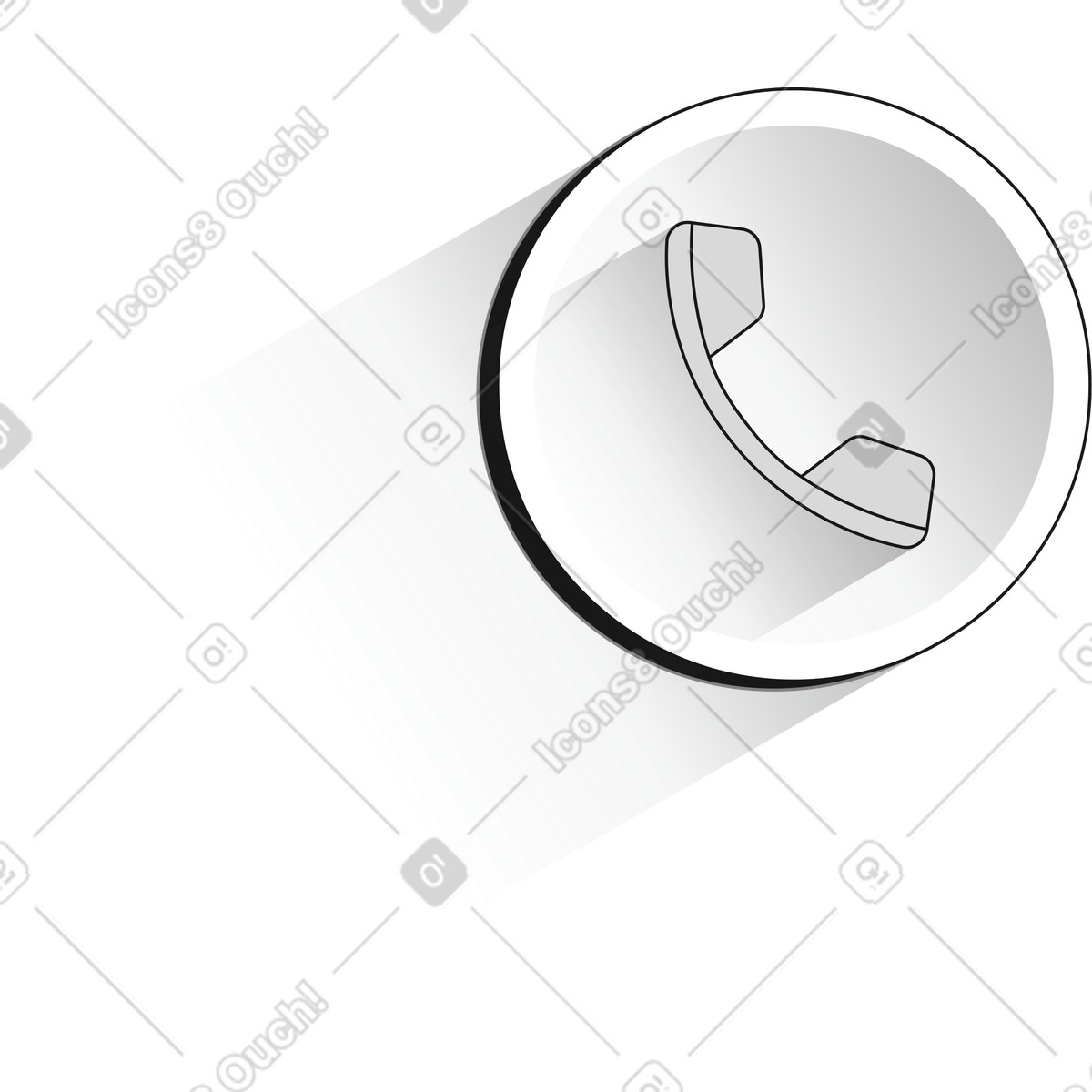 Futuristic スタイルの Call telephone handset icon representing voice communication and customer support のイラストをPNG、SVG形式でダウンロード