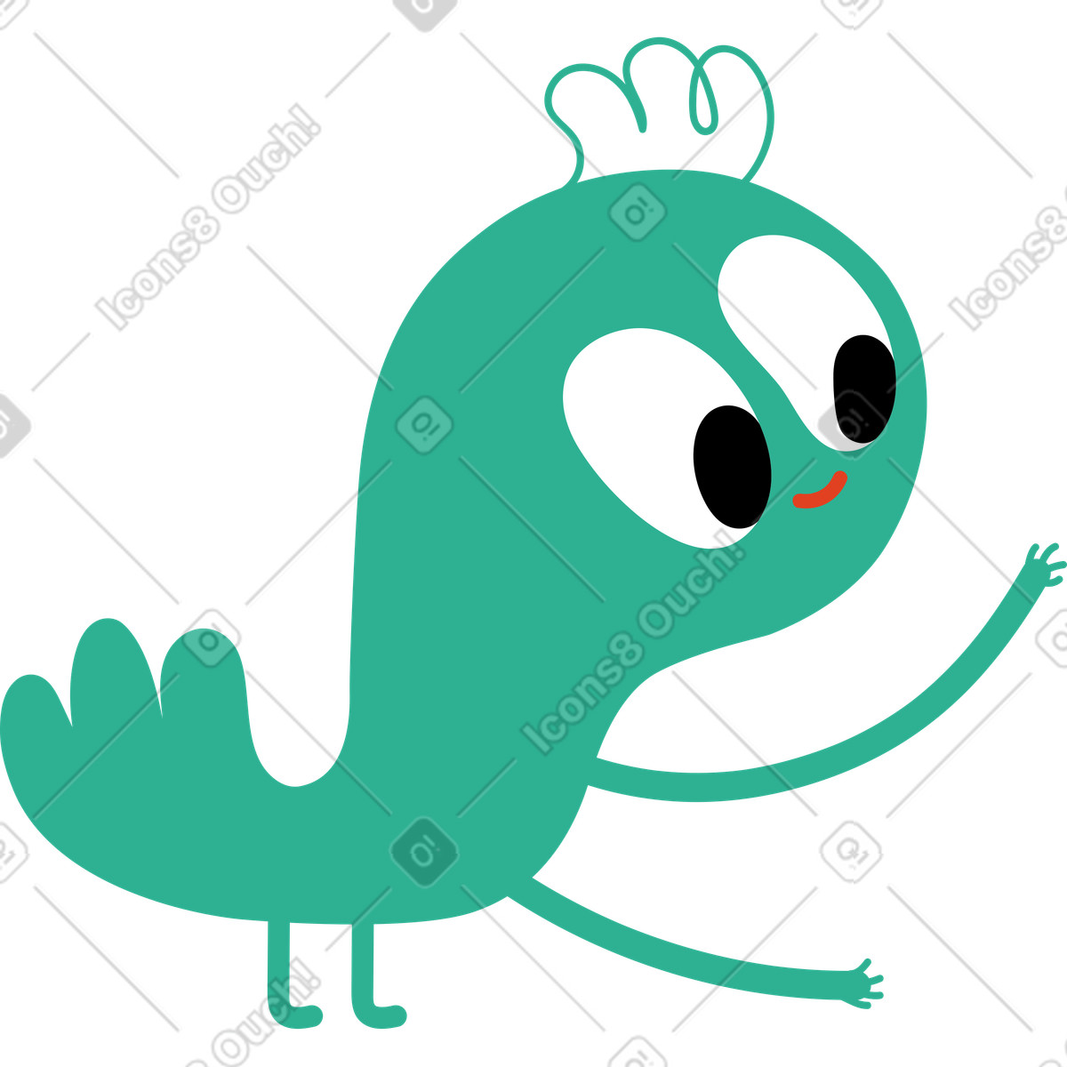 Ilustração de Personagem verde com braços longos em no estilo Jelly para baixar em PNG, SVG